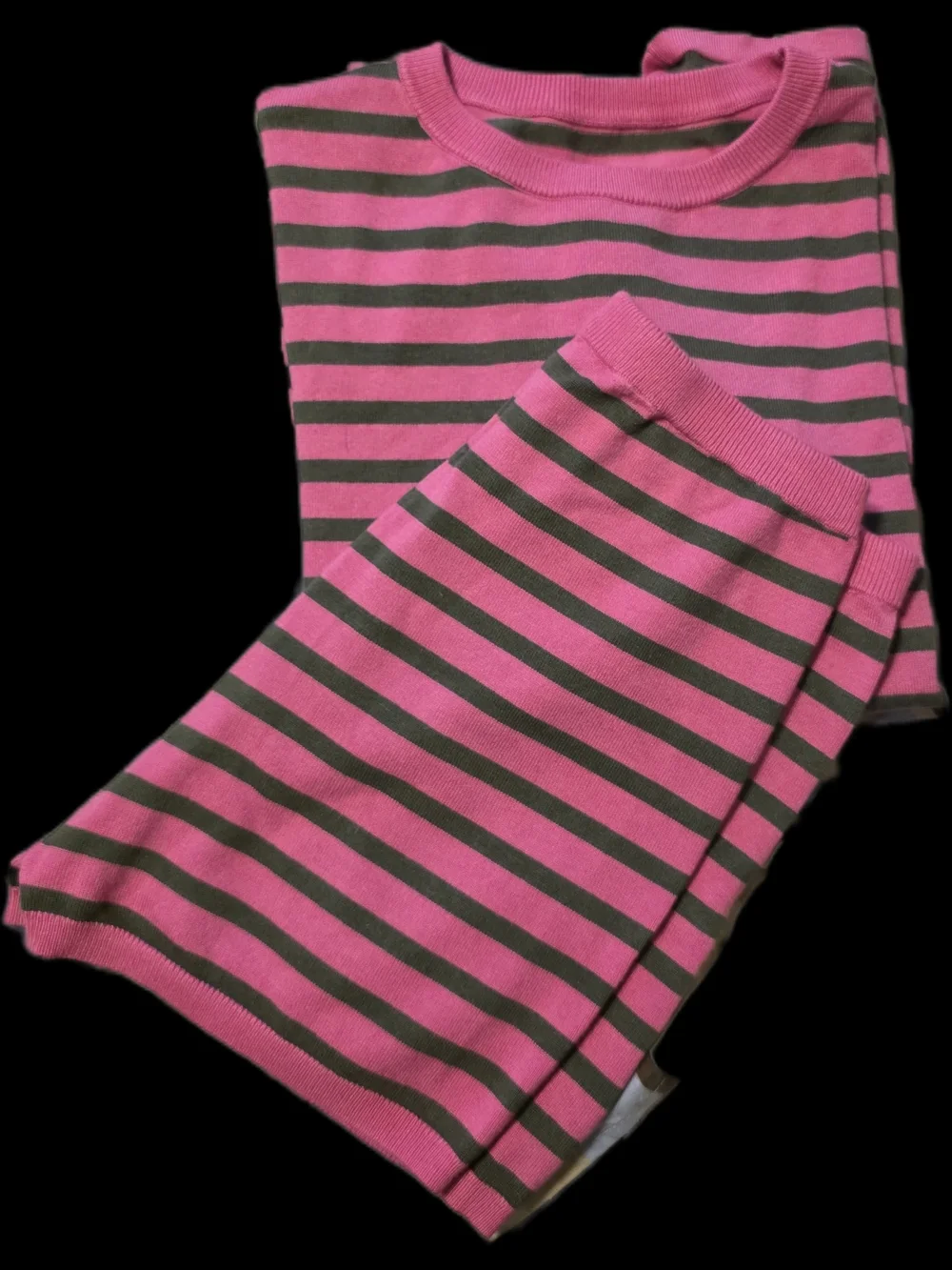 Striped Pink and Olive Women's Pajama Set